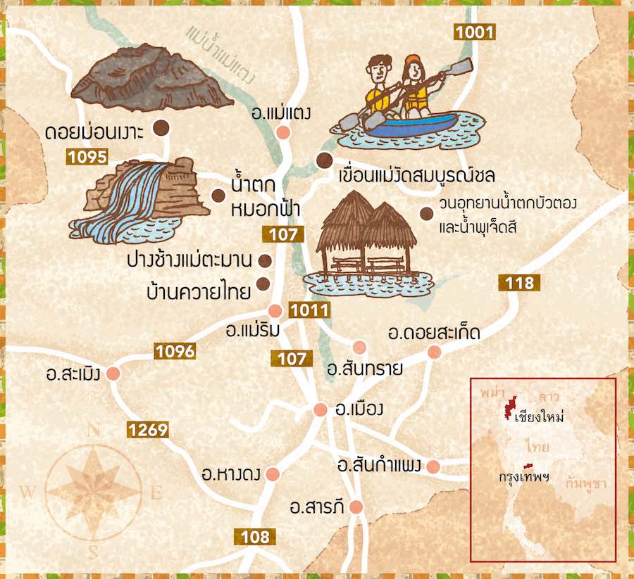 แผนที่ อำเภอแม่แตง จังหวัดเชียงใหม่