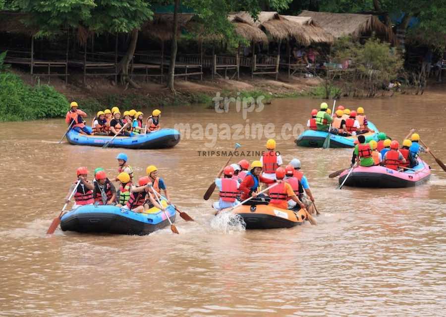 ล่องแก่งสามชั้น ด้วยเรือยาง สนุกแบบไม่โลดโผนมาก ระดับกำลังดี แม่น้ำนครนายก เมืองนครนายก